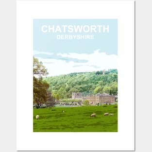 Chatsworth Derbyshire Peak District. Travel location poster Posters and Art